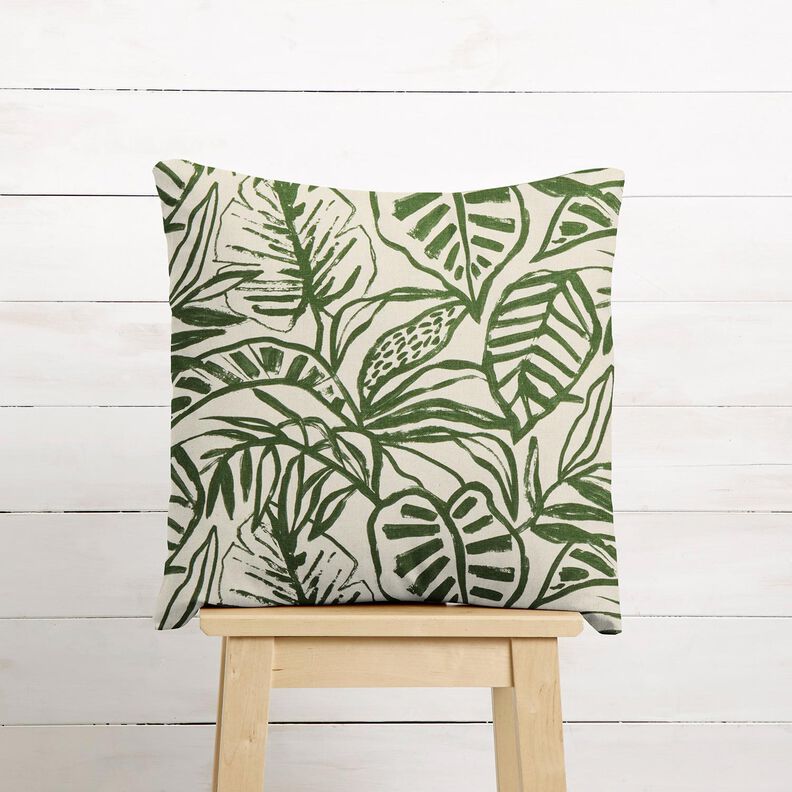 Dekorationstyg Halvpanama målad monstera – kräm/pinjegrön,  image number 7