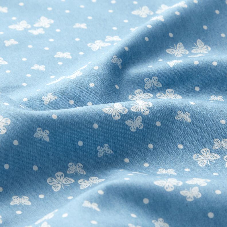 Chambray Prickar och fjärilar – ljusblått/yllevit,  image number 2