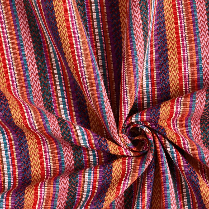 Dekorationstyg Jacquard chevronränder – kaminrött/grön, image number 3