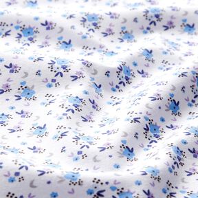 Bomullsjersey Romantiska blommor – vit, 