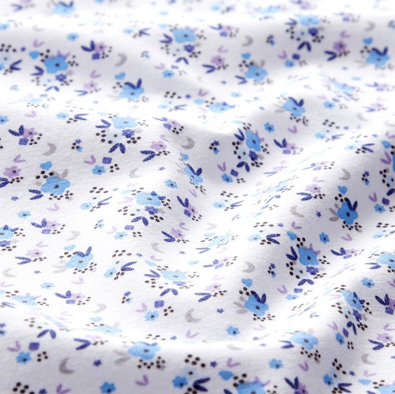 Bomullsjersey Romantiska blommor – vit,  image number 2