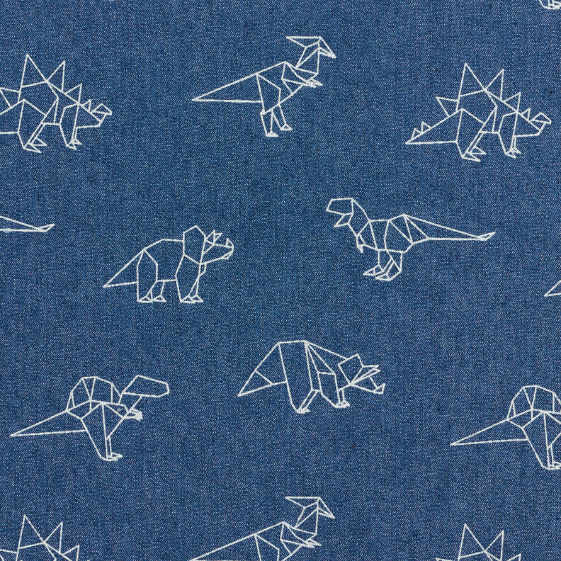Jeanstyg Stretch origamidinosaurier – jeansblå,  image number 1
