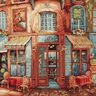 dekorationspanel Gobeläng fransk bistro – blå/terracotta,  thumbnail number 1
