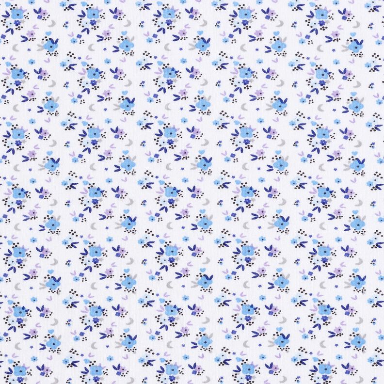 Bomullsjersey Romantiska blommor – vit, image number 1