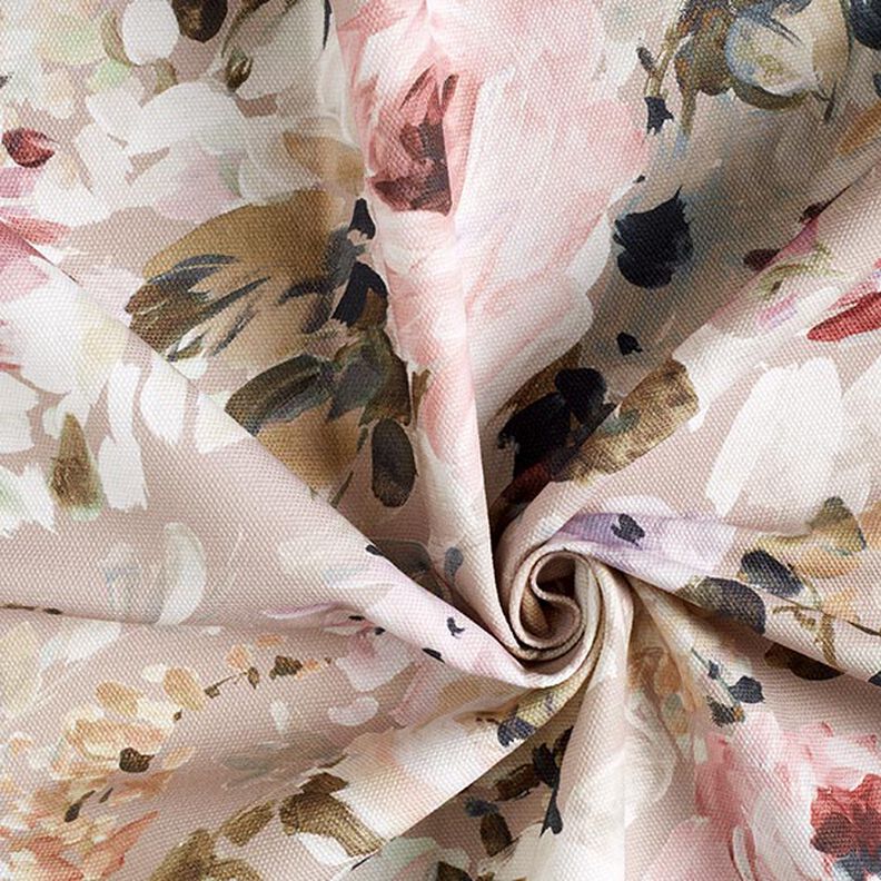 Halvpanama Dekorationstyg Floris – beige/rosa, image number 2