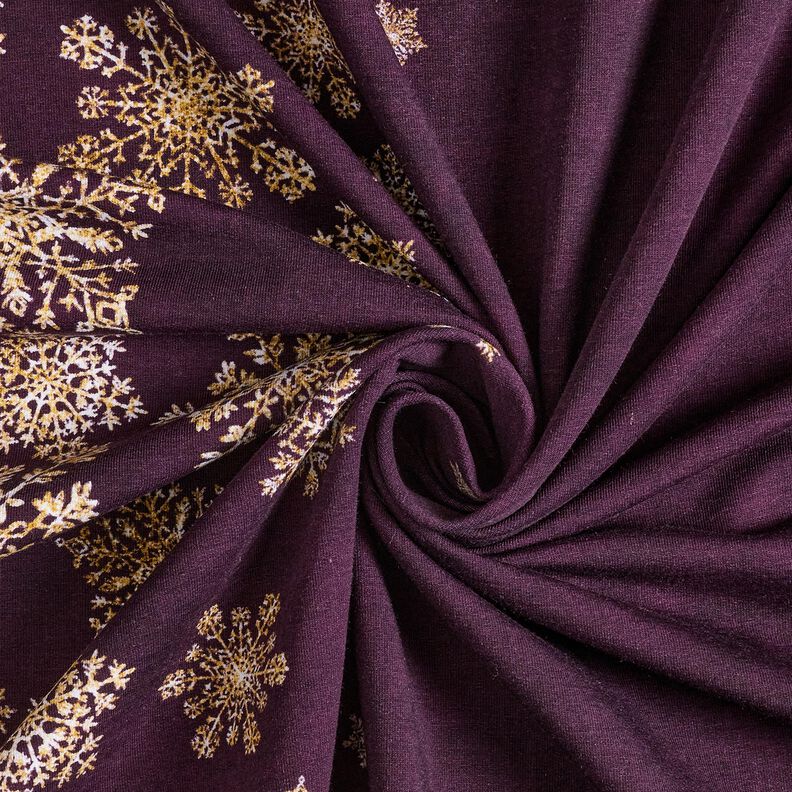 French Terry Sommarsweat isblommor Brodyrtyg | Glitzerpüppi – aubergine/gammalguld,  image number 3