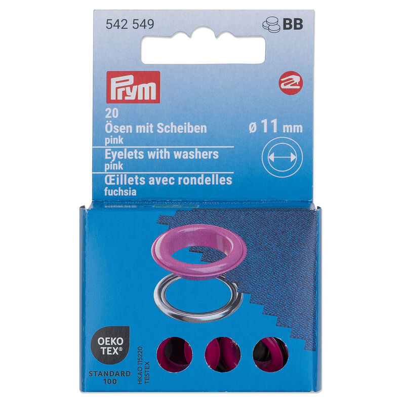 Öljetter med brickor [20 stycken | Ø 11 mm] | Prym – pink/silvermetallic,  image number 1