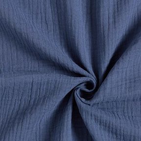 GOTS Muslin/Dubbel-krinkelväv | Tula – jeansblå, 