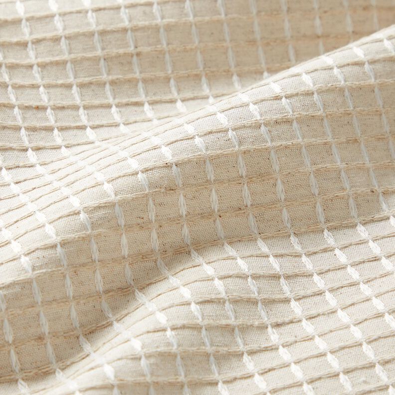 Dekorationstyg Jacquard rutig struktur &ndash; natur,  image number 2