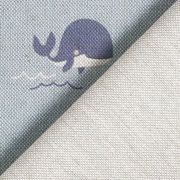 Dekorationstyg Halvpanama glada valar – blå,  image number 4