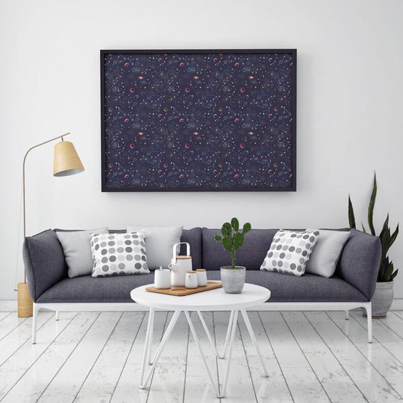 Dekorationstyg Halvpanama färgglatt universum – marinblått,  image number 6