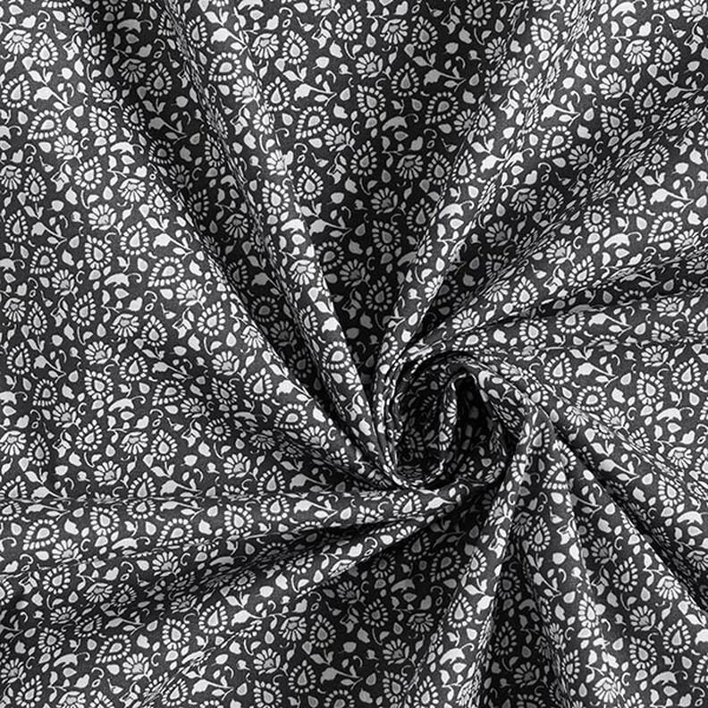 Bomullstyg kretong Litet paisley-mönster – mörkgrå,  image number 3