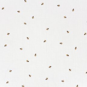 Muslin/Dubbel-krinkelväv Små bin – yllevit/guld, 