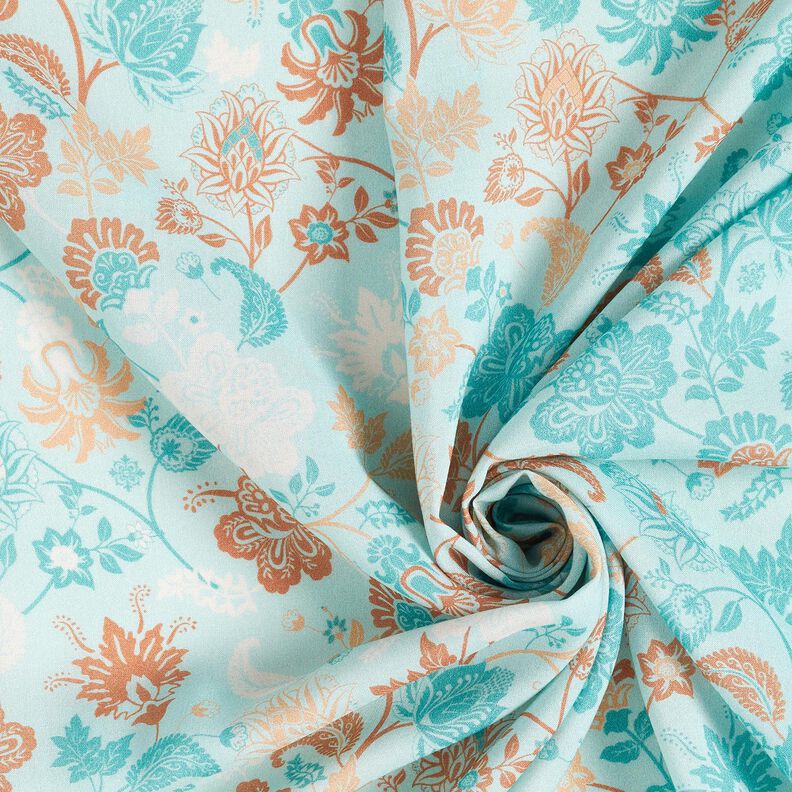 Viskos Voile paisley blommor kantdesign – blå, image number 3