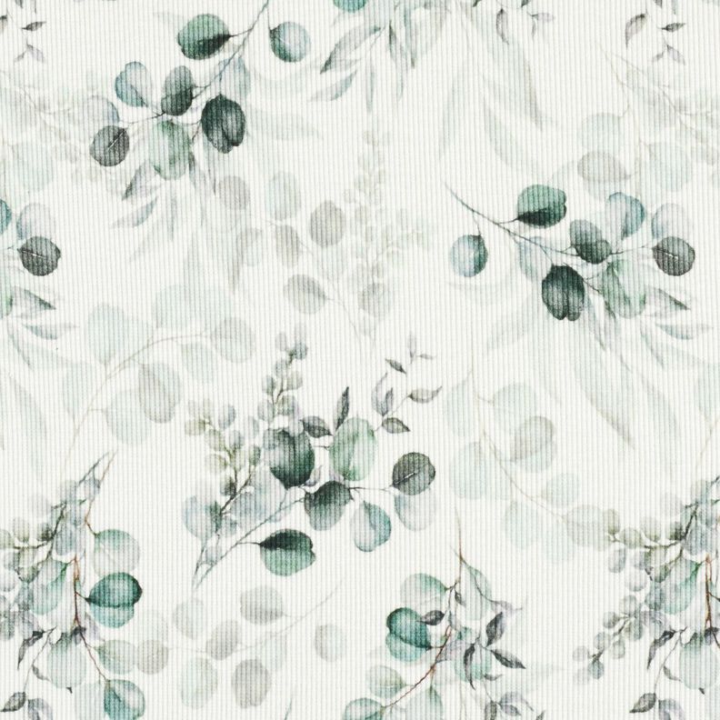 Ribbad jersey Eukalyptus Digitaltryck – yllevit,  image number 1