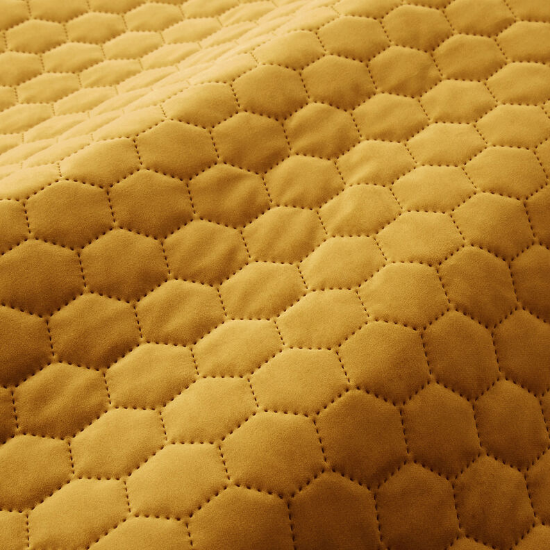 Stoppningstyg quiltad sammet vaxkakor – senap,  image number 2