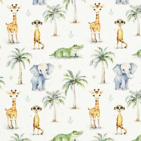 Bomullsjersey baby-djungeldjur Digitaltryck – yllevit, 