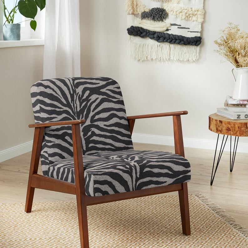Stoppningstyg Jacquard zebra – svart/grå,  image number 7