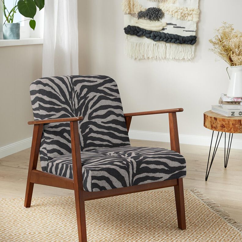 Stoppningstyg Jacquard zebra – svart/grå, image number 7