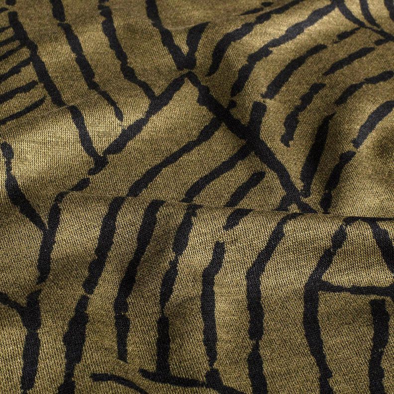 Romanitjersey abstrakta blad – mörk-oliv/svart, image number 2