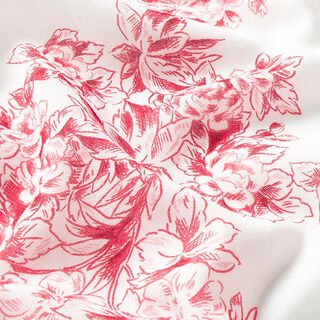 Bomullsvoile Målade blommor – vit/rött, 