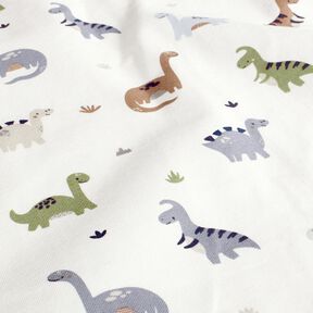 Bomullsjersey Glada dinosaurier – elfenbensvit/vass, 