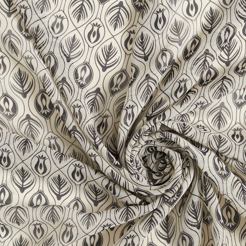 Chiffong art déco-mönster – svart/vit,  image number 3