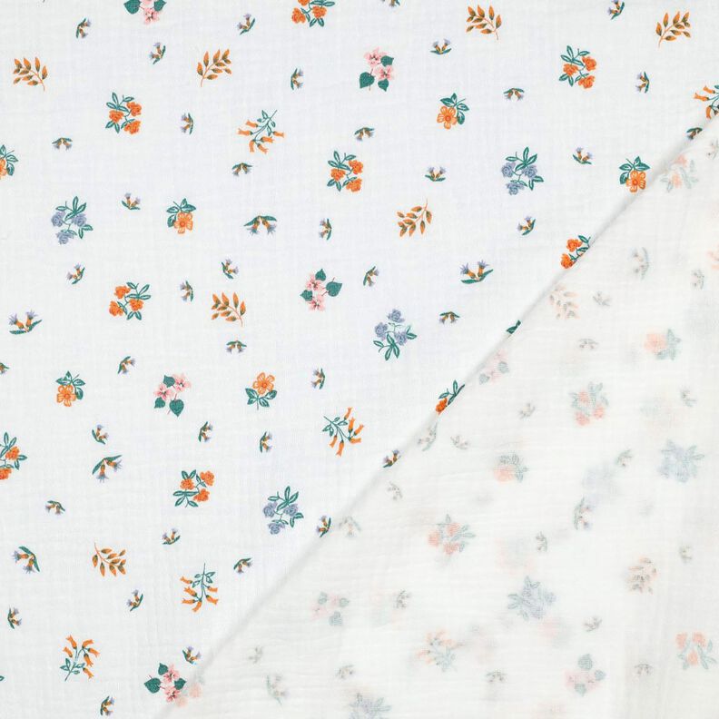 Muslin/Dubbel-krinkelväv småblommor | Poppy Fabrics – elfenbensvit/persikofärgad, image number 4
