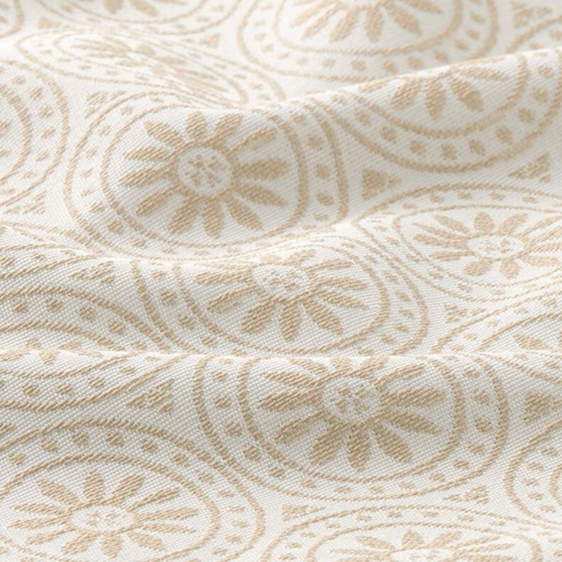 Outdoortyg jacquard Cirkel-ornament – beige/yllevit,  image number 2