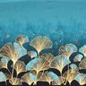 Bomullsjersey Bårdväv gyllene ginkgoblad | Glitzerpüppi – svart/turkos,  thumbnail number 2