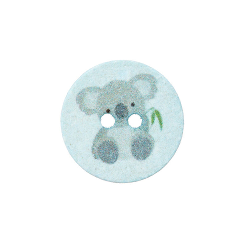 Polyesterknapp 2-håls Recycling Koalabjörn [Ø18 mm] – babyblått,  image number 1
