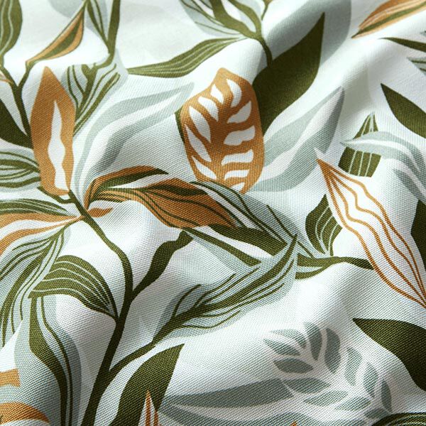 Dekorationstyg Canvas målade blad – grön/vit,  image number 2