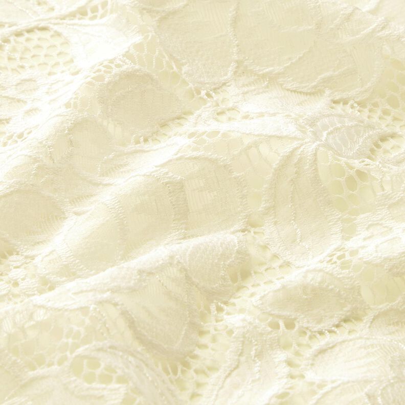 Elastisk spets blommor och blad – yllevit, image number 3