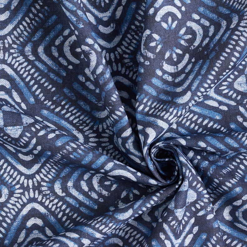 Dekorationstyg Canvas batikplattor – indigo/vit, image number 3