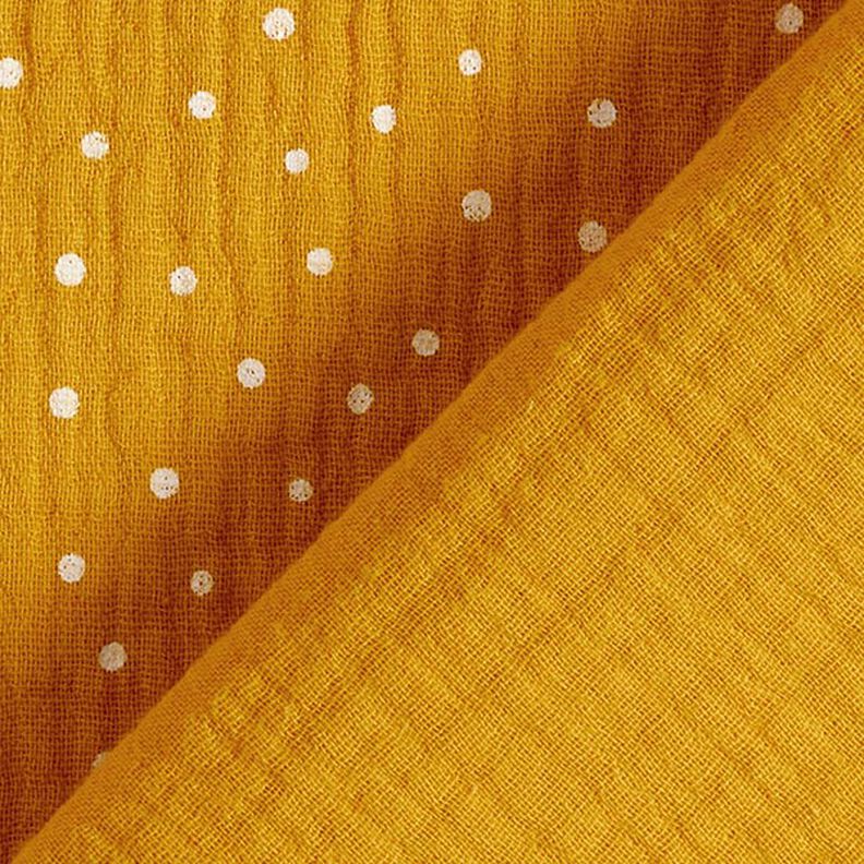 Muslin/Dubbel-krinkelväv prickar – currygul/vit, image number 4