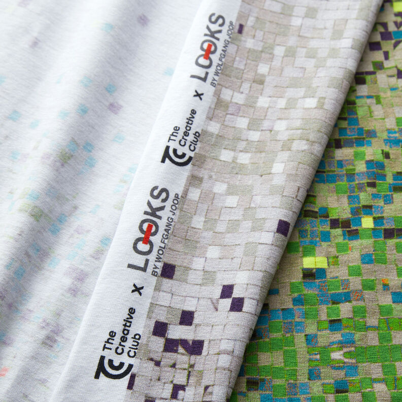 GOTS Bomullsjersey Utspridd mosaik | TCC x LOOKS by Wolfgang Joop – äppelgrönt/mörkbeige,  image number 4