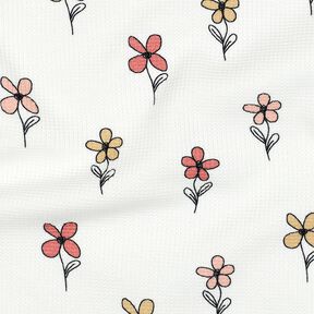 Våffeljersey blommor | Poppy Fabrics – elfenbensvit/apricot, 