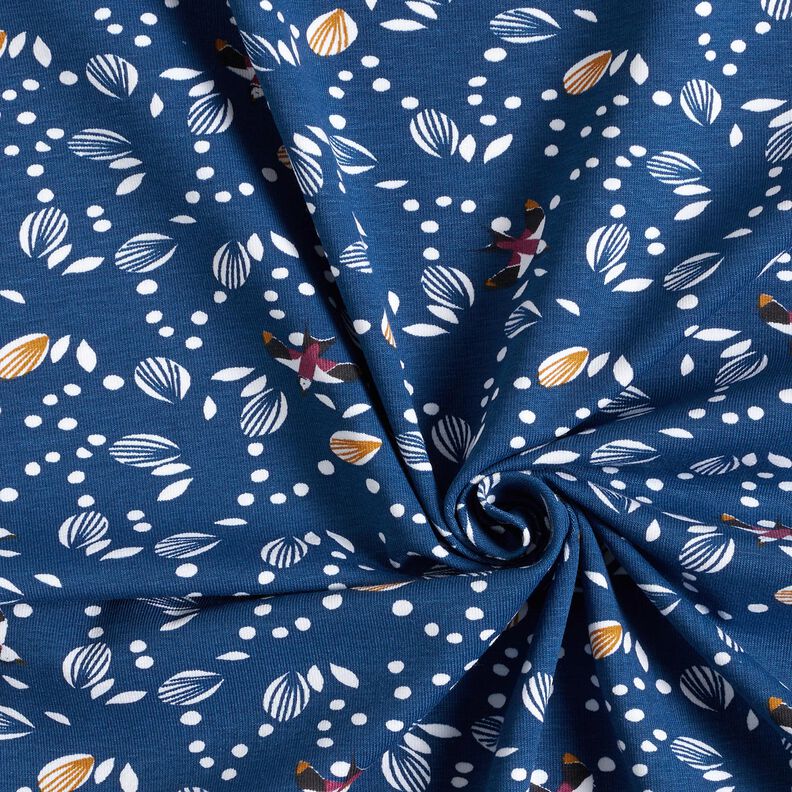 Bomullsjersey Svalor över ängen – indigo, image number 3