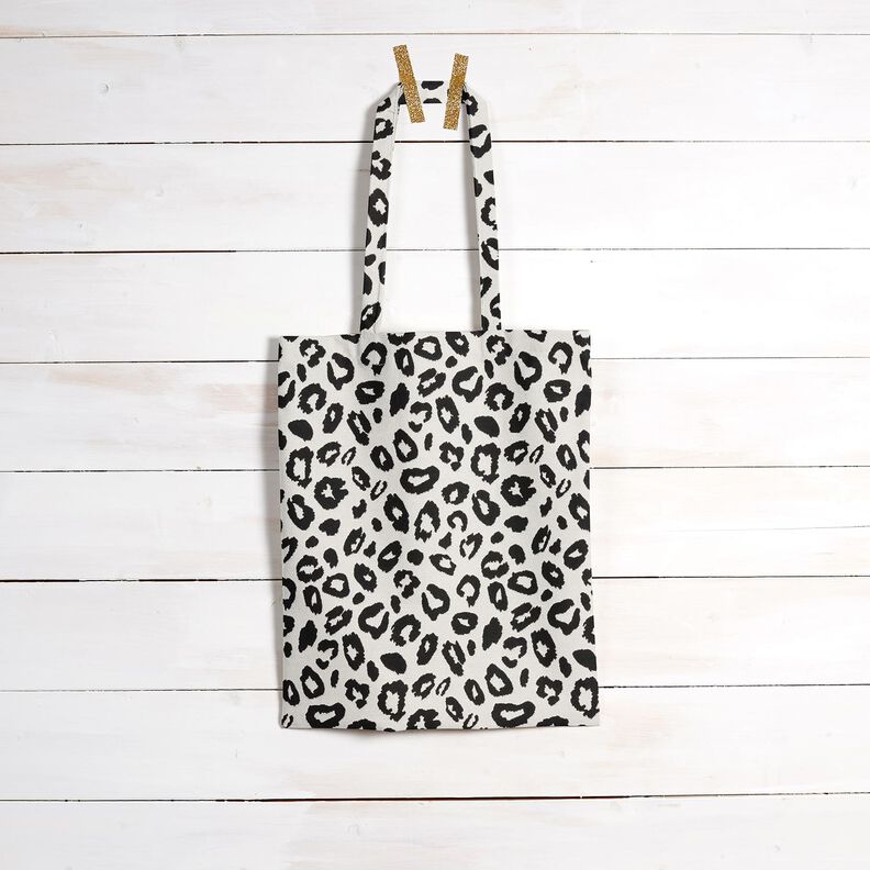 Dekorationstyg Jacquard leopardmönster – elfenbensvit/svart,  image number 8