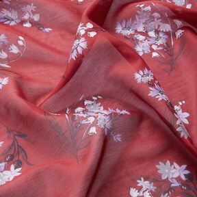 Voile silke-mix med blombuketter – kaminrött, 