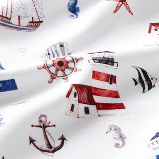 Bomullsjersey Fyr & Ankare Digitaltryck – yllevit, 
