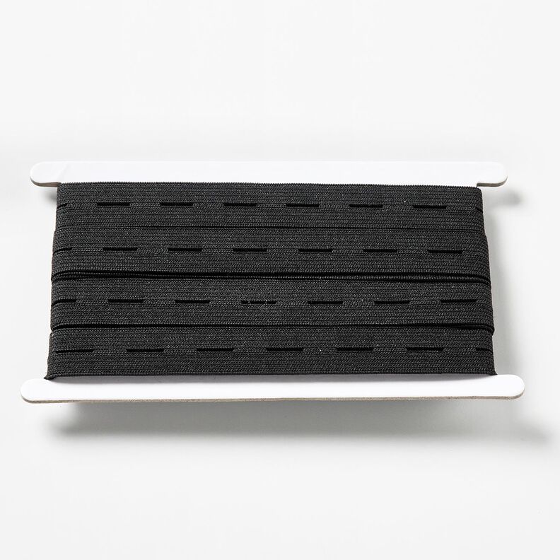 Elastiskt knapphålsband [3 m | 20 mm] – svart,  image number 1