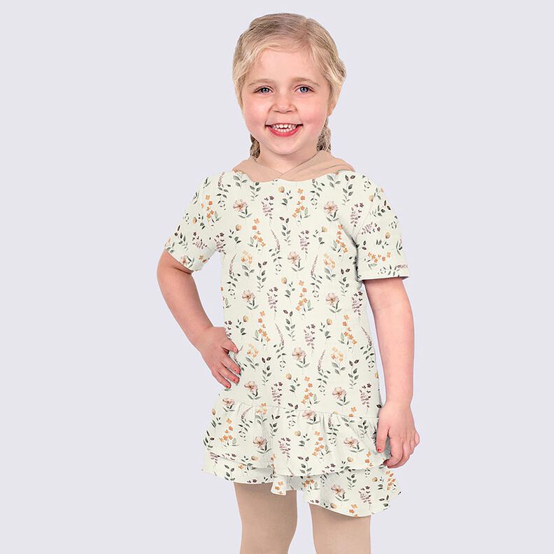 Muslin/Dubbel-krinkelväv vild äng Digitaltryck – vit,  image number 6