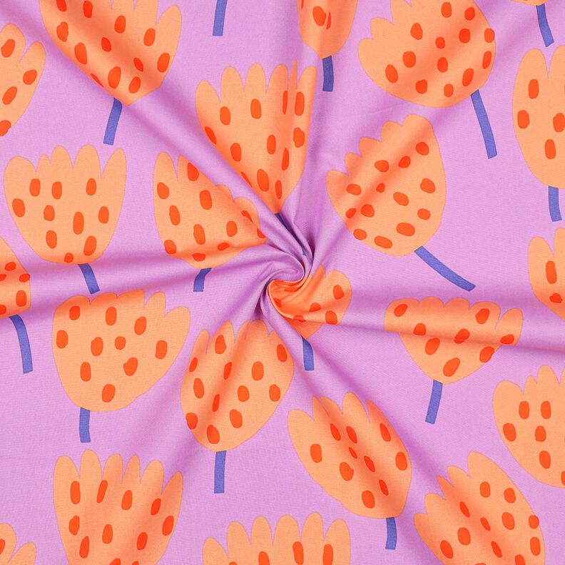 Bomullspoplin Tulips | Nerida Hansen – lavender/persikofärgad,  image number 3
