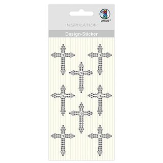 Designklistermärke kors [ 8 styck ] – silver metallic, 