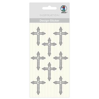 Designklistermärke kors [ 8 styck ] – silver metallic, 