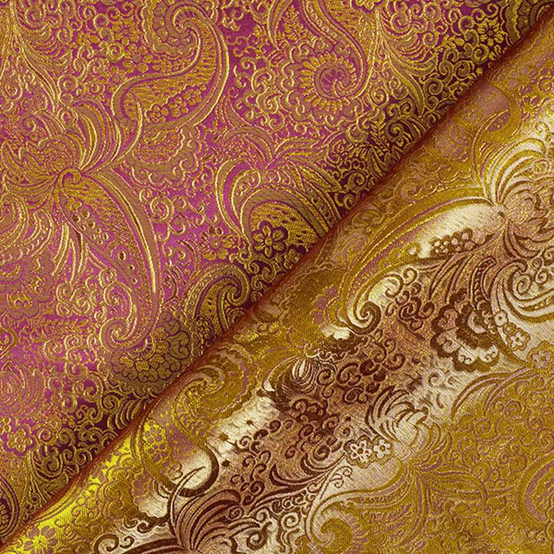 Jacquard för kläder Metallic paisley – lila/guld,  image number 6
