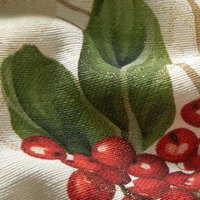 Dekorationstyg Jacquard Lurex vinterbär – natur/guld,  Dekorationstyg Jacquard Lurex vinterbär – natur/guld,