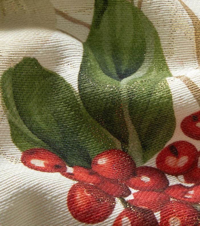 Dekorationstyg Jacquard Lurex vinterbär – natur/guld,  image number 2