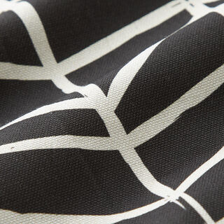 Dekorationstyg Halvpanama abstrakta linjer – elfenbensvit/svart, 